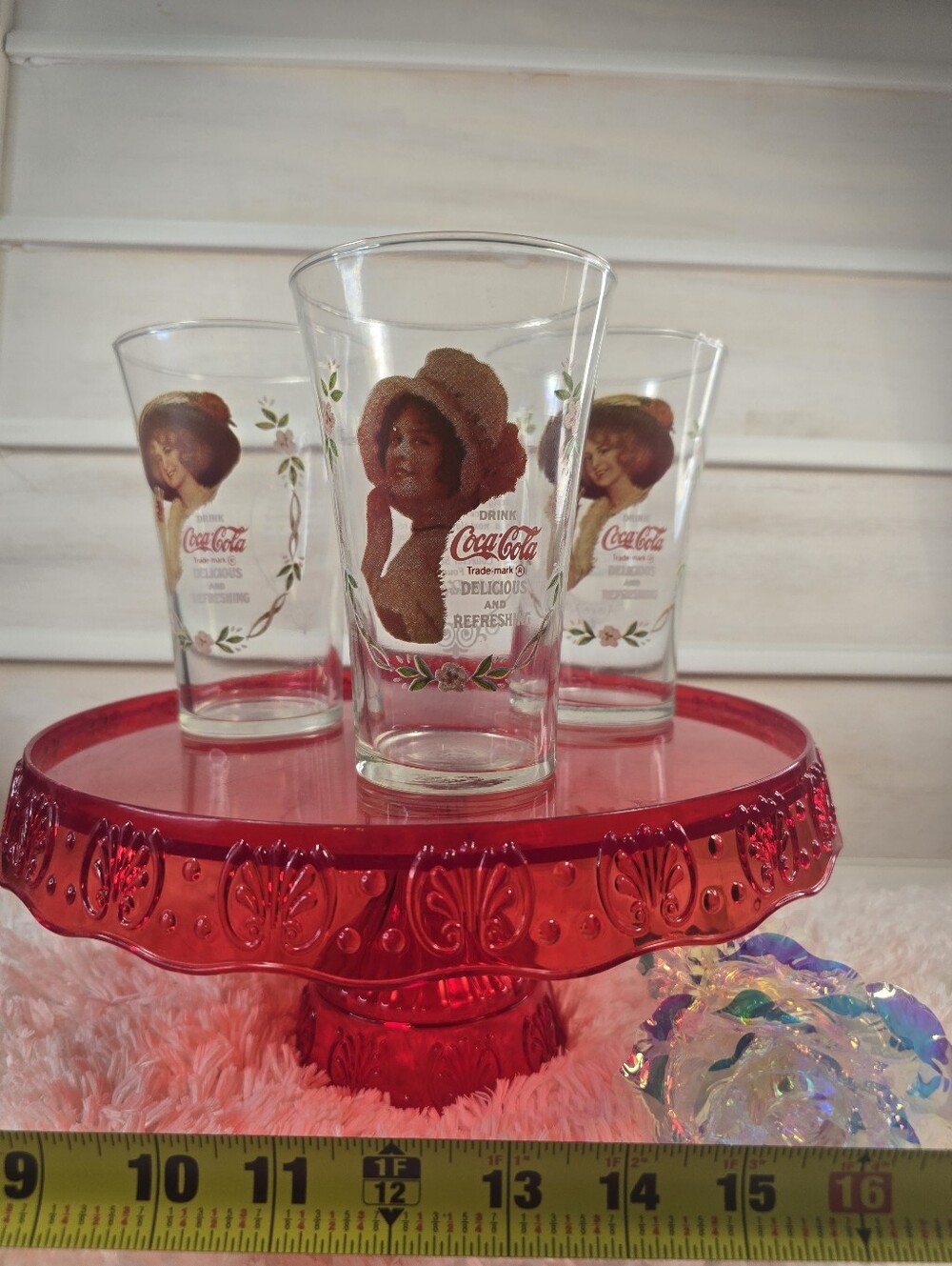 Coca Cola Vintage Lady Portrait Drinking Glass - Set of 3